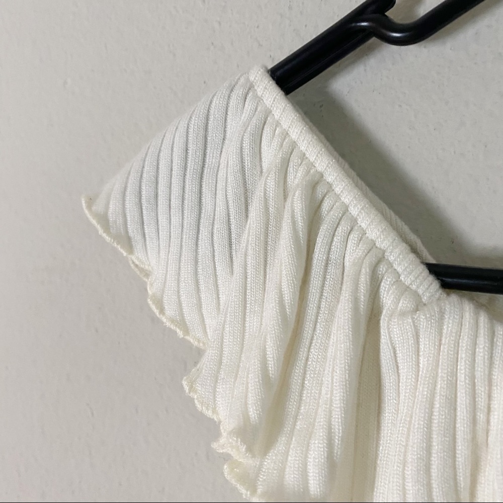 Reformation Granada Ribbed Ruffled White Mini Dress - Picture 12 of 12